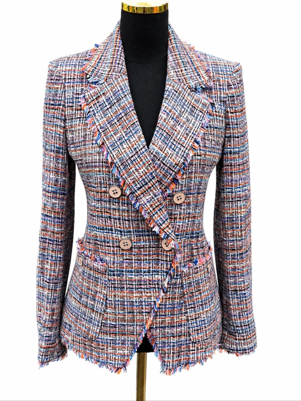 Veronica Beard Theron Tweed Blazer Jacket Size 6 Multi Double Breasted NWT $650 - Picture 4 of 16
